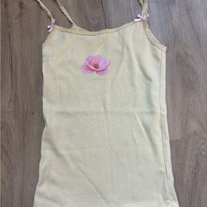PacSun Cream Tank Top with Pink Floral Accent